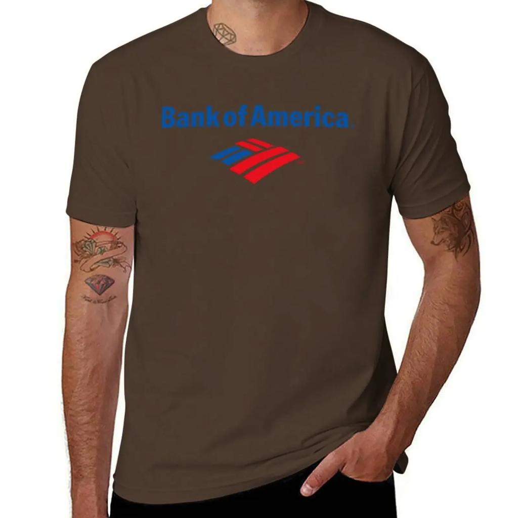 BANK OF AMERICA T-Shirt plus sizes summer tops blue archive oversized t shirt plain white t shirts men