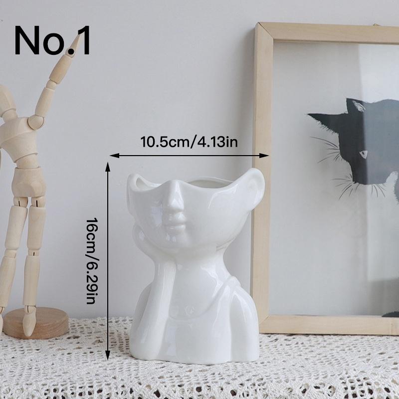 Niedliche Junge Mädchen Vase Keramik Hydroponische Vase Trockenblumendekoration Blumenarrangement Heimdekor Desktop Kunst Ornament