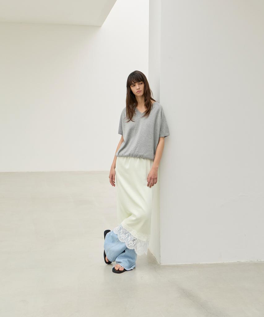 Leuba Layered Satin Lace Skirt - Sherbet Lemon