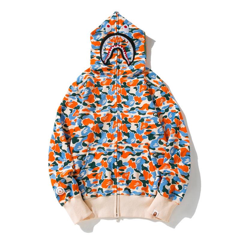 Japanese Trendy Multi-color Camouflage Shark Hoodie - Miami City Edition for Youth