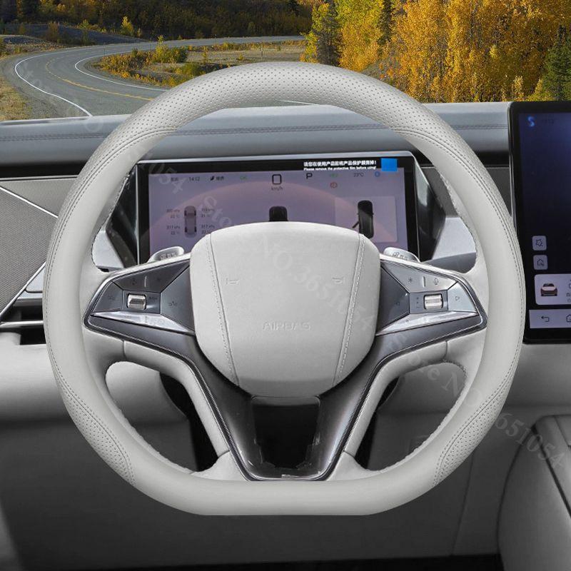 For BYD Tang L ATTO 8 Car Steering Wheel Cover Napa Leather Ultra-thin Anti Slip Car Handle Covers Interior Decor Accessories