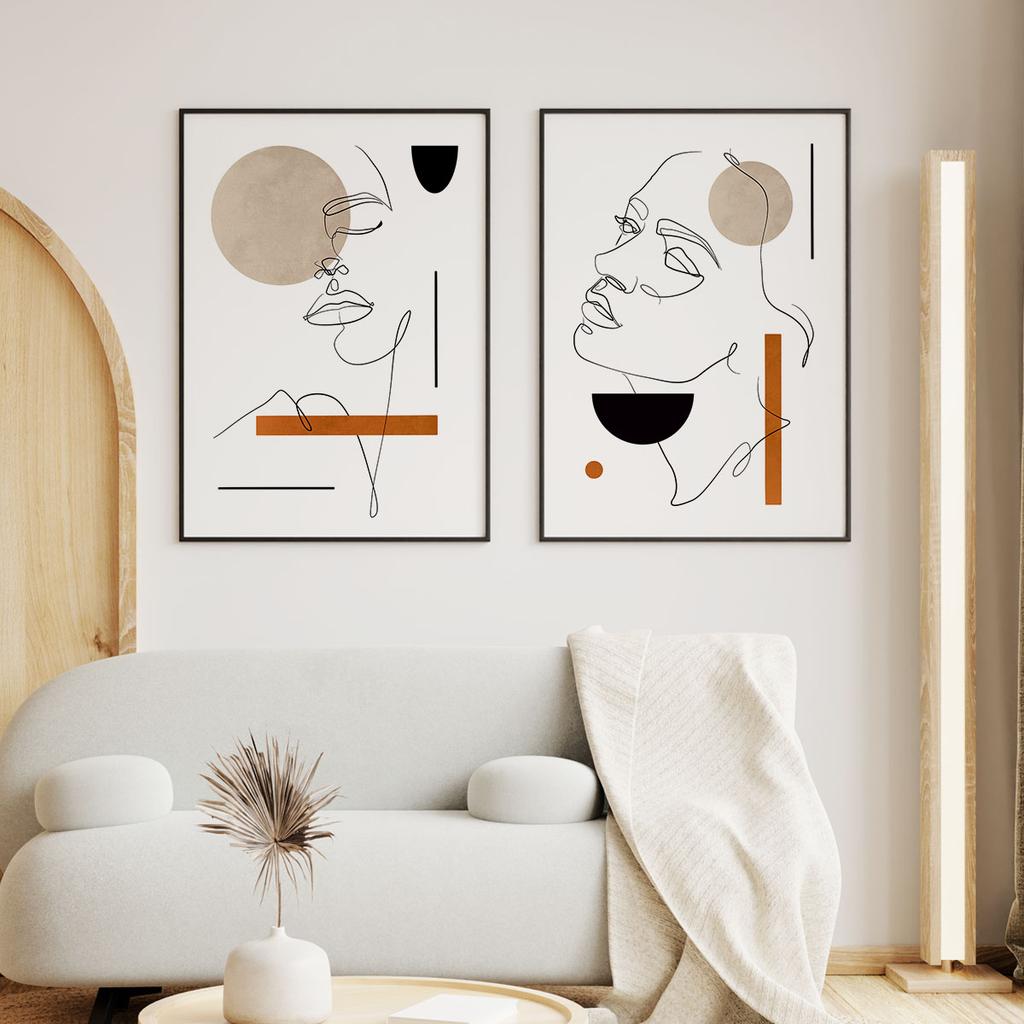 Set of Two Posters Portrait One Line