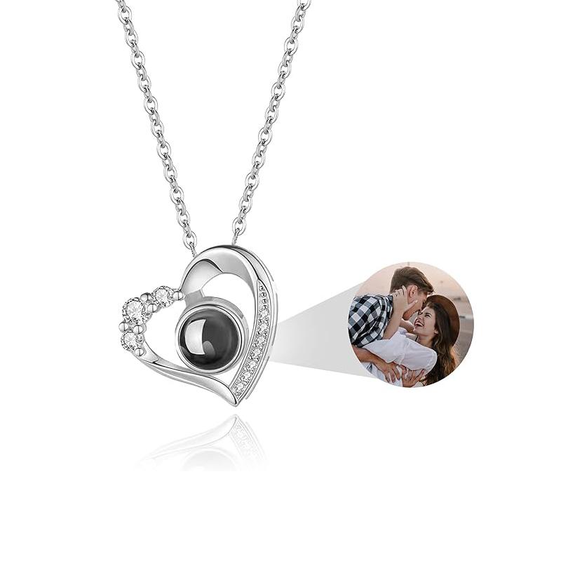 Personalized Photo Projection Necklace I Love You 100 Languages Dog Paw Memorial Pendant Necklace Custom Photo Dog Paw Necklace
