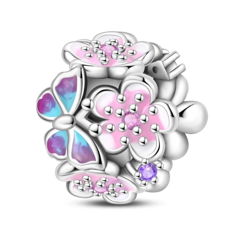 Kupfer Romantische Blumen Anhänger Blühende Rosen Anhänger Perlen Passend für Original Armbänder Halsketten DIY Schmuck Geschenk für Frauen