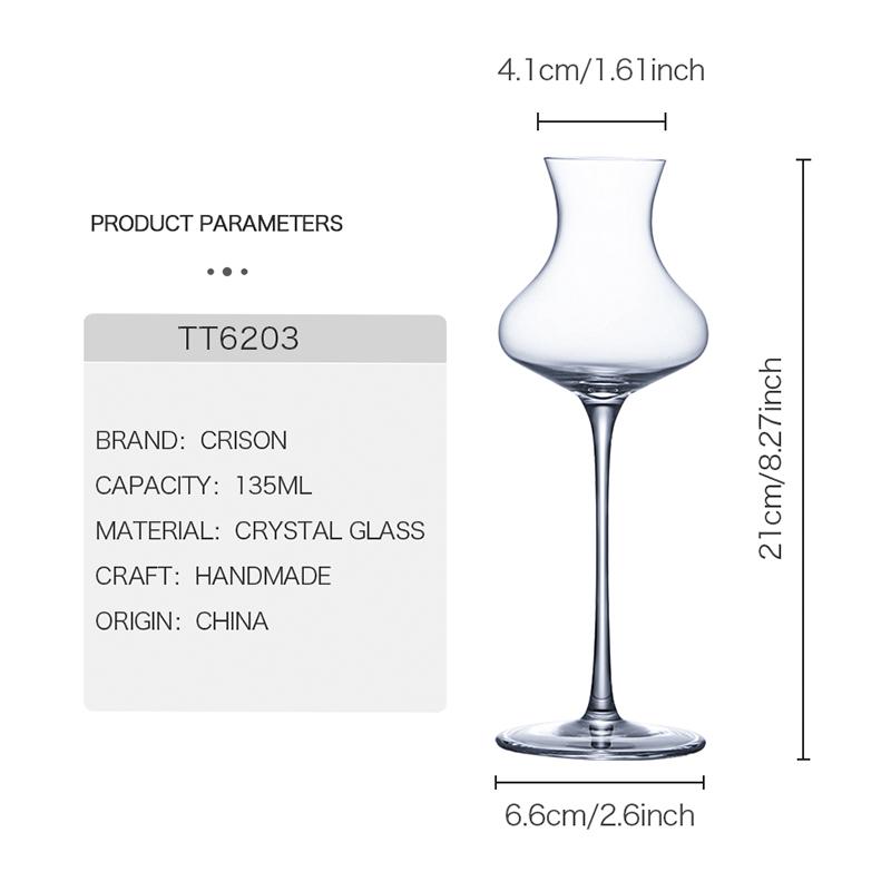 TT6203 CRISON Crystal Tulip Shape Tasting Glass Creative Goblet Cocktail Glasses Whiskey Fragrant Cup for Party Bar Drinkware