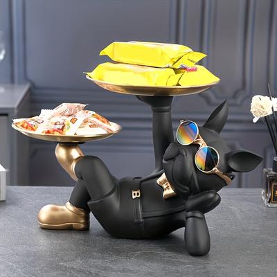 Nordische französische Bulldogge Tierfiguren aus Kunstharz, coole Hundeskulptur, Tablett, Süßigkeiten, Snack, Schlüssel, Obst, Schmuckaufbewahrung, Statue, Wohnkultur
