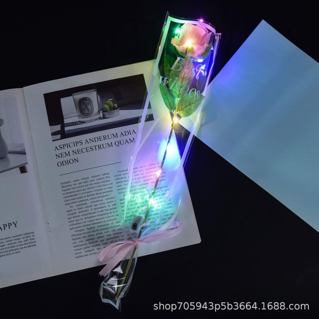 1pcs Led Light Up Glowing Roses Red Flower Bouquet Led Flash Handheld Valentine's Day Glow Party Wedding Decoration