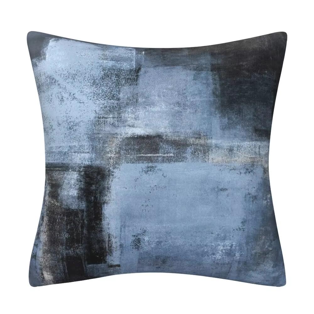 45X45CM Blue Gray Abstract Oil Painting Pattern Design Throw Pillow Cover Home Decoration Office Sofa Soft Pillows-Covers Trendy