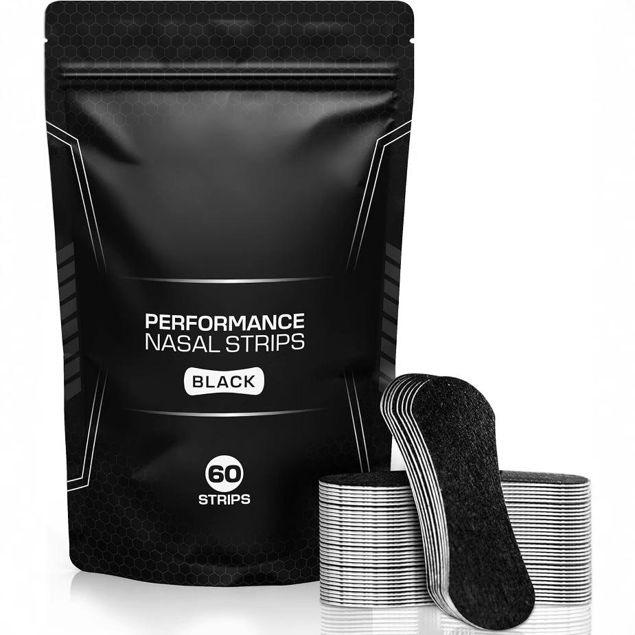 Adult Black Breathable Nasal Strips for Snoring and Sports - Strong Adhesion, Oil-proof, Sweat-proof