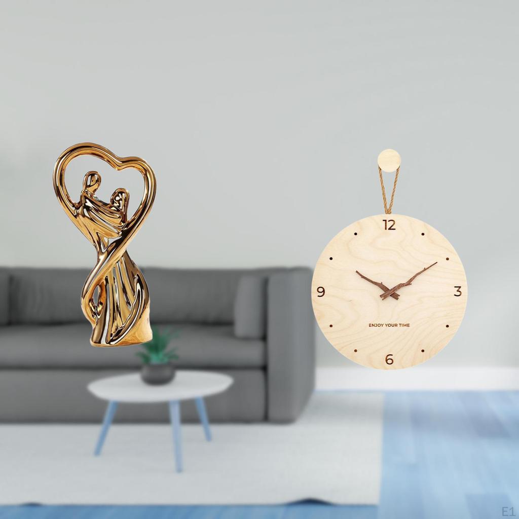 Romantic Lovers Sculpture Ornament And Minimalist Modern Nordic Wall Clock Decorative Gift for
