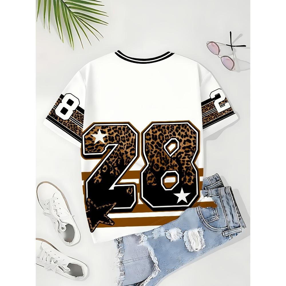 Summer Women's Short Sleeve T-Shirt Digital Print Sexy Trendy Casual Top