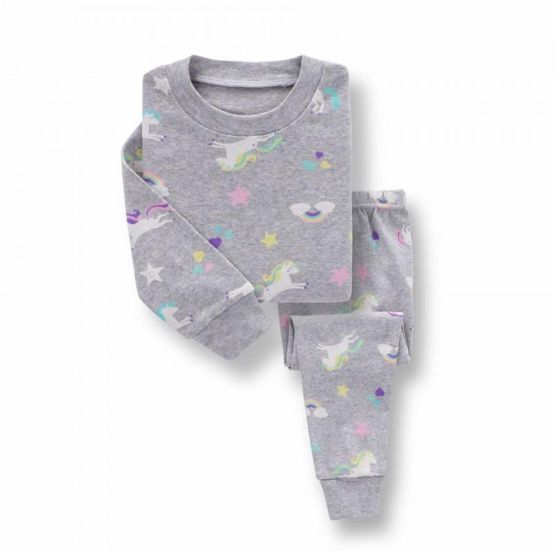 Cartoon Kids Cotton Pajamas Set Long Sleeve Sleepwear Boys Girls 90-140cm