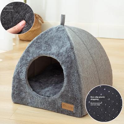 Weiches Katzenbett, faltbares Kätzchenhaus, halbgeschlossene Katzenhöhle für den Innenbereich, warmer Zwinger für kleine Hunde, Katzen, Tiefschlaf, Haustierzubehör