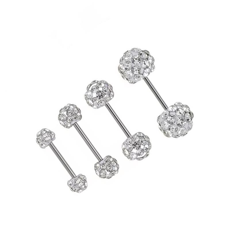 

G23 Titanium Alloy Rod with Diamond Ball Earring, Screw Ear Bone Nail Piercing, Fine Needle, Free of Soft Clay. 0.8*6*3 mm