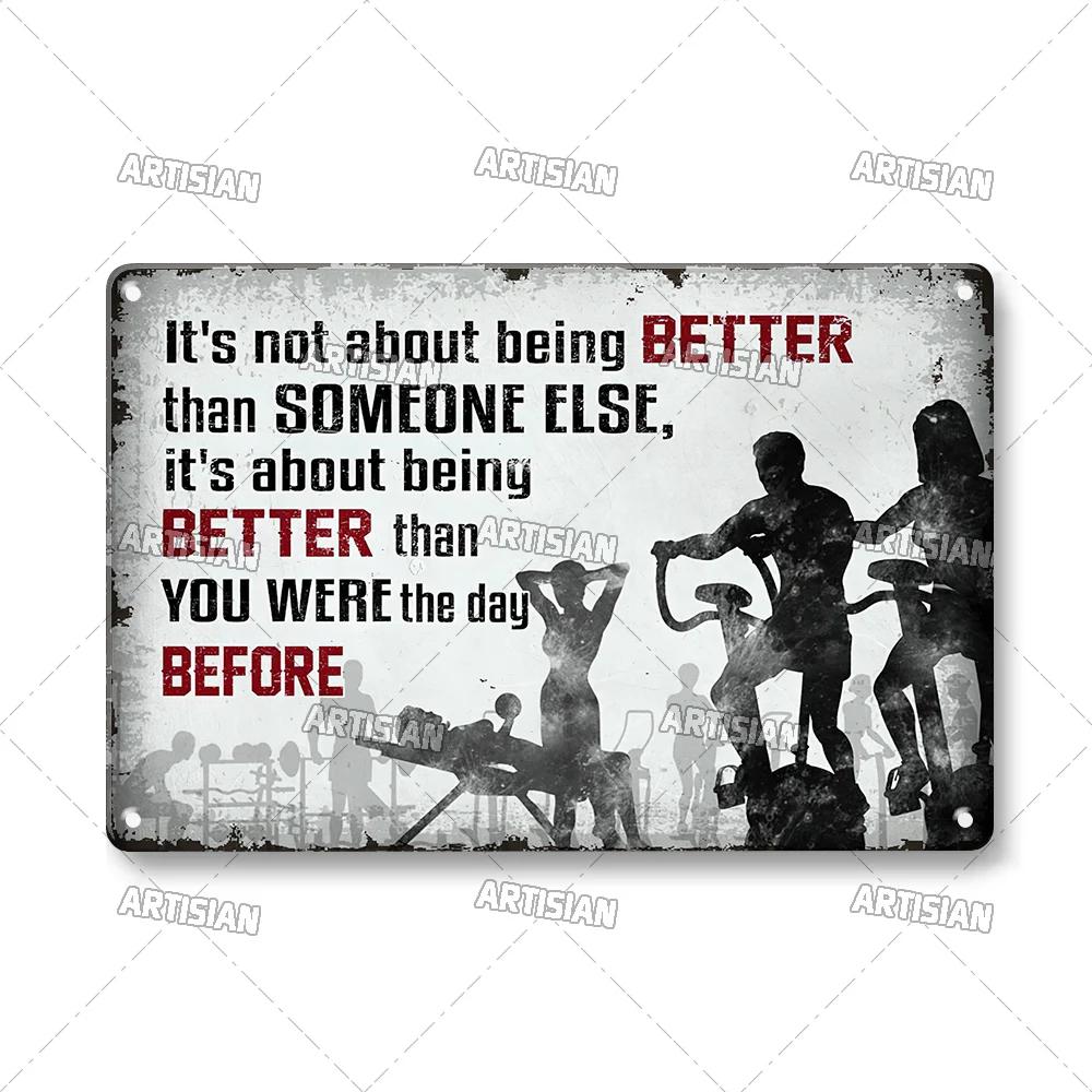 Artisian Funny Sport Metal Sign Fitness Tin Poster Gym Decorative Plate Wall Decor Garage Bar Pub Club Hotel Cafe Kitchen Home