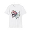 Floral Skull Graphic T-Shirt, Trendy Gothic Tee, Festival Outfit, Casual