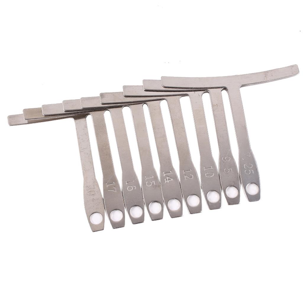 9 ks Understring Radius Gauge Univerzální nástroje pro měření kytary Luthier Tool pro kytaru Basový kobylkový hmatník Sedlo