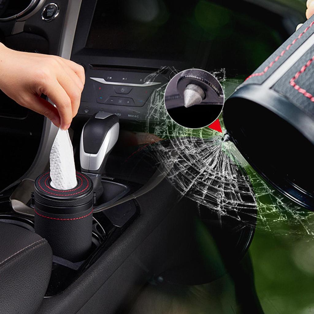 Tube, Cylinder Tissue Box ,PU Leather Round Tissues Container for Car Cup Holder