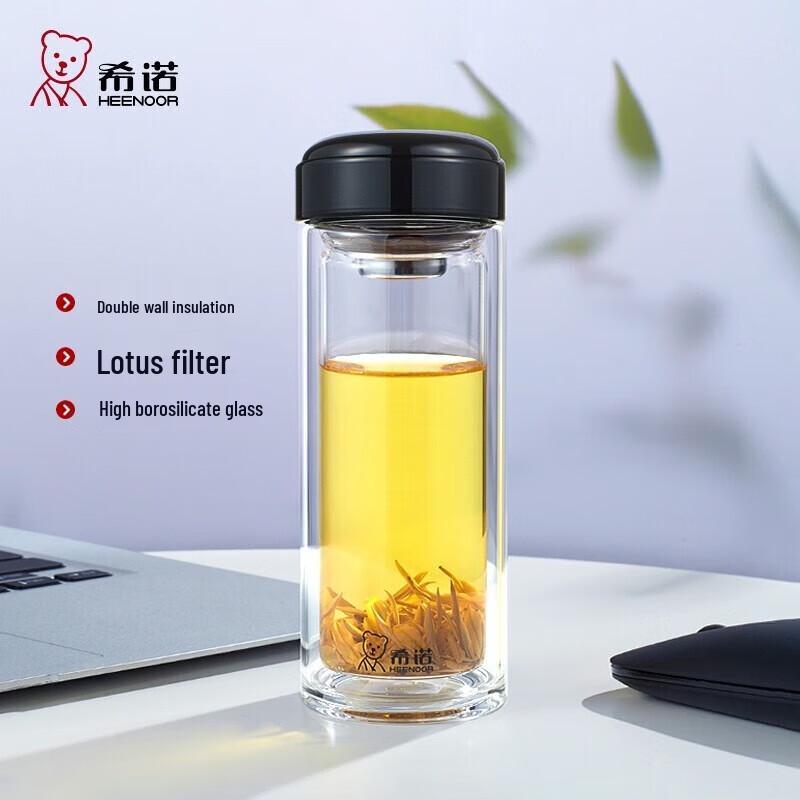 Cino Double-Wall Glass Water Bottle with Tea Infuser