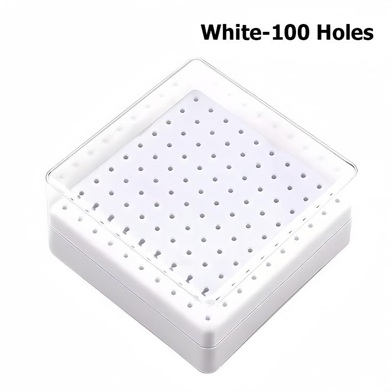 1Pcs Large-Capacity 100-Slot Portable Storage Case Designed for Storing and Organizing Nail Art Bits Includes Dust-Proof Base