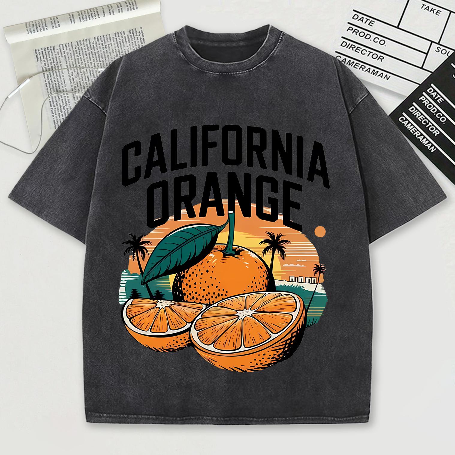 

Мужская летняя дышащая футболка с принтом California Orange, выстиранная, с круглым вырезом, из хлопка, свободного кроя, с коротким рукавом, мягкая, унисекс S