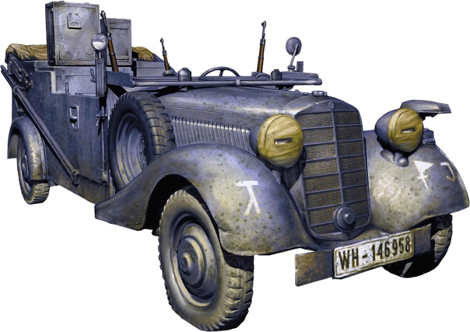 

Master Box 1/35 Scale German 4-Wheel Military Vehicle 170VK kfz.2 Radio Car Plastic Model MB35031