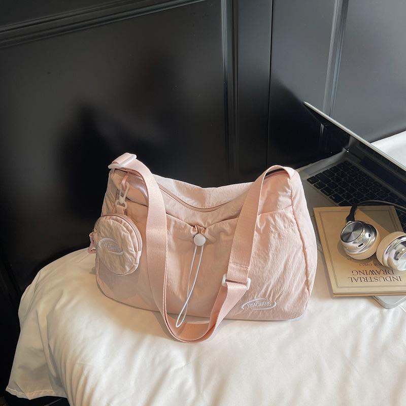Fashion Drawstring Pleated Bag Messenger Bag Women's Large-capacity Korean Casual Shoulder Bag Student Lazy Wind Tote Bag