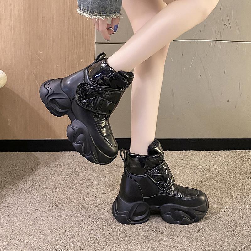 Fashion Fashion Snow Boots Women Waterproof Keep Warm Plush Platform Shoes Female Lace Up Mid-Calf Boots Winter Shoes Botas Femininas