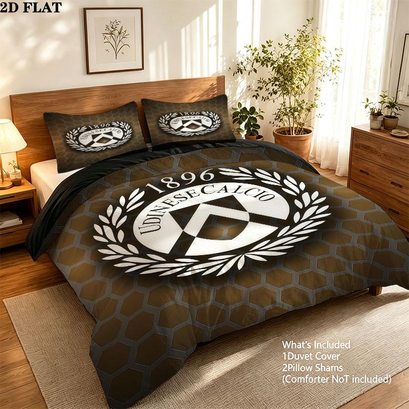 Set Copripiumino Trapuntato Udinese Calcio Federe Decorazione Casa Regalo di Compleanno (1 * copripiumino + 2 * federa, senza nucleo)