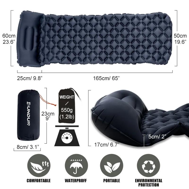 Outdoor Camping Inflatable Seats Folding Sleep Mat Beach Inflat Mattress with Pillows Ultralight Air Mat for Travel Hiking