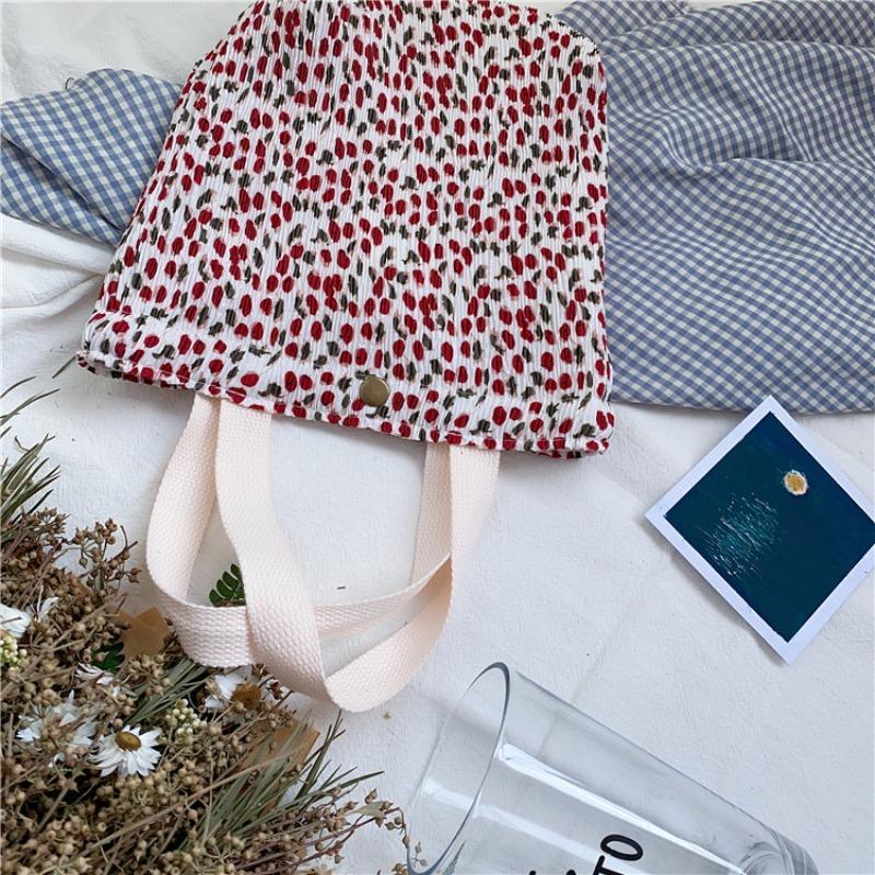 12 small fresh and cute small cloth bags women's wrinkled cloth printed handbags Bento bags