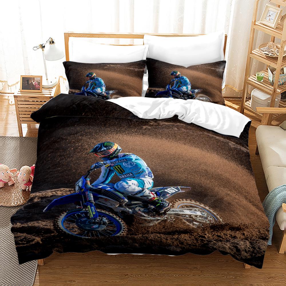 Dirt Bike Duvet Cover Motocross Bedding Set For Boy Motorcycle Rider Bedding Set King Polyester Comforter Cover With Pillowcase