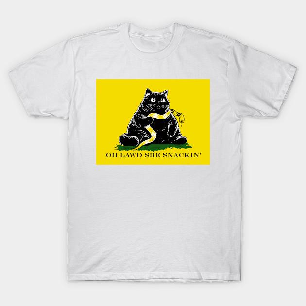 Men Black Print T-shirt Oh Lawd She Snackin No-Cut Transfer Paper Print Cotton Tshirt 4XL