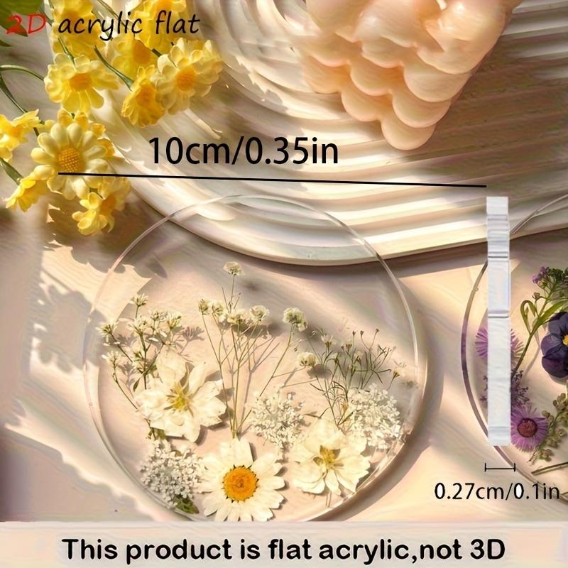 1/4PC 2D Round Colorful Printed Coasters Transparent Artistic Floral Coasters Wedding Birthday Table Decor Mother's Day Gifts