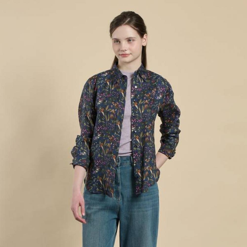 BCBG Floral Linen Blouse B6m3b403