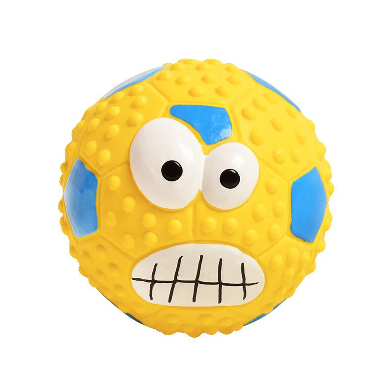 Neues Haustierspielzeug - Latex Lachendes Gesicht mit Geräusch Volleyball Fußball Beißspielzeug gegen Langeweile Kugelförmiges Hundespielzeug