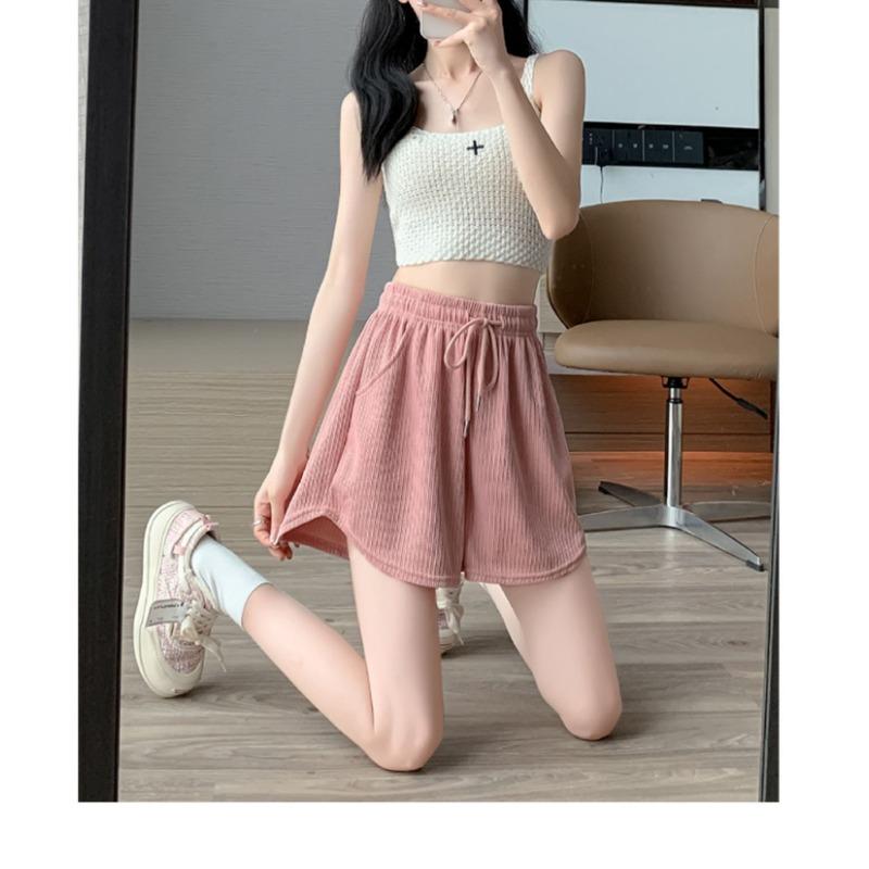 Rosa Sportshorts Damen Sommer Hochtailliert Kleiner Mann Laufen Weites Bein Lässige Hotpants