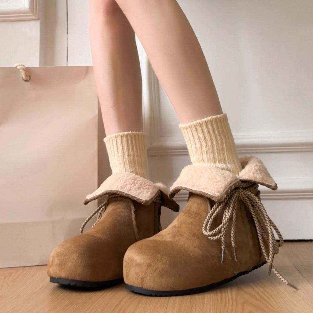 Thick-soled inner height-increasing Merad Birken snow boots winter piled thickened cotton shoes fluffy short boots