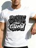 Casual Streetwear Style Men's T-Shirt Hustle And Grow Graphic Print Summer Wear Gift for Fitness Enthusiasts