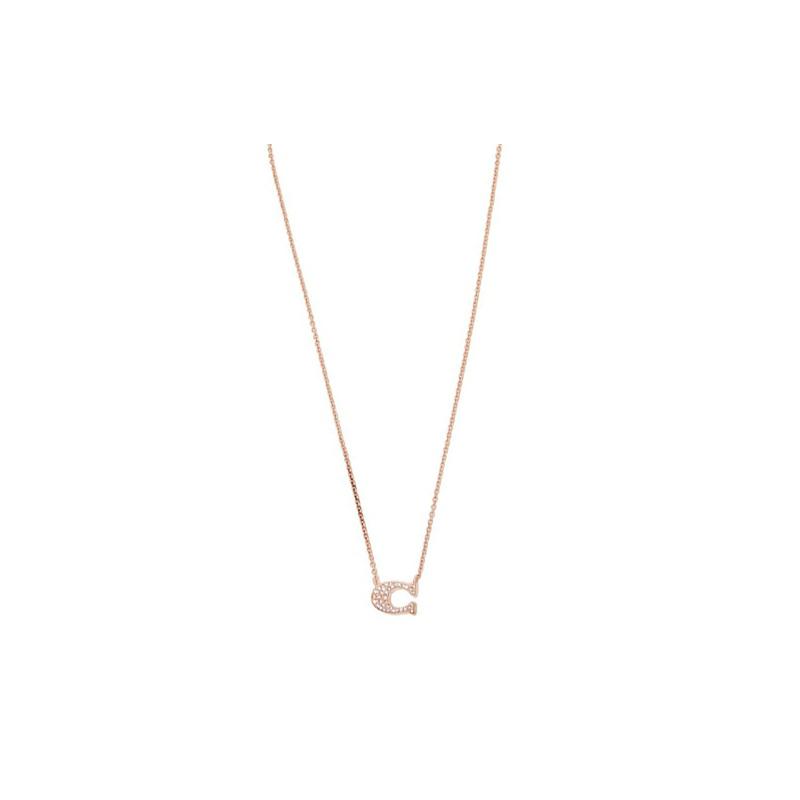 COACH Letter C Decoration Brass Necklace Women s Rose Gold