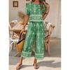 1116 Summer European and American New Printed Wide-leg Pants Set Women's Leisure Two-piece Set Vacation Style Loose and Comfortable