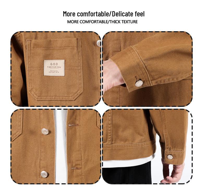 2026 Men's Trendy Loose Denim Jacket - Spring & Autumn Pure Cotton Workwear