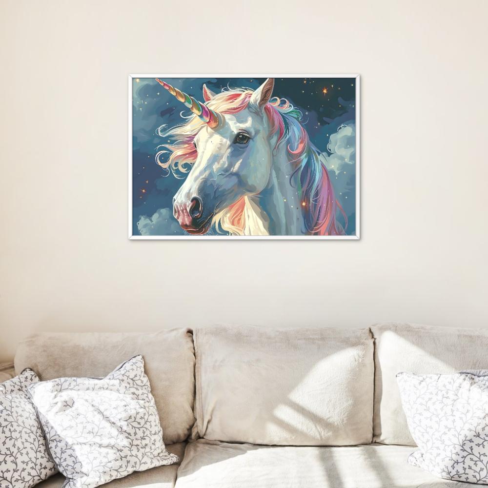 Malowanie Po Numerach Z Ramą Obrazy Do Malowania Biały Jednorożec 50X40 Cm