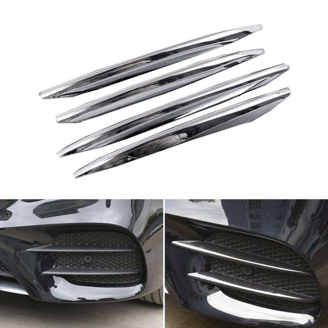 4Pcs Car-styling Carbon Texture Front Fog Light Grille Cover Trims For Mercedes Benz E-Class W213 S213 C238 A238 2018