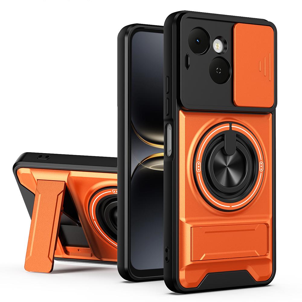 KEYSION Magnetic Phone Case for TECNO Spark 40C 4G Slide Camera Protection Upright Kickstand 360° Ring Shockproof Back Cover