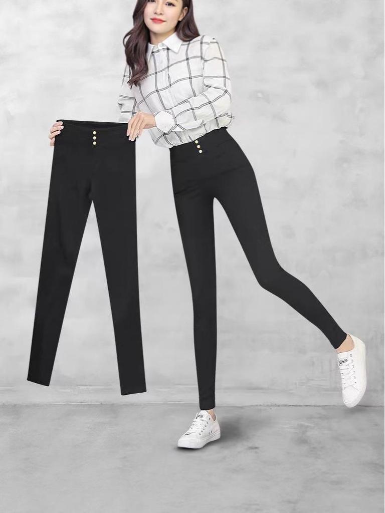 Women's High-Waisted Slimming Three-Button Pencil Leggings
