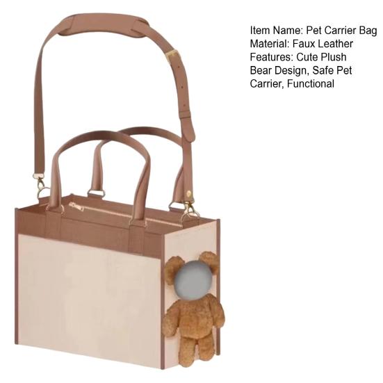 Pet Carrier Handbag Dog Carrier Tote with Leash Clip Peek Window Soft Travel Shoulder Bag for Small Dogs or Cats Bichon Poodle Yorkie