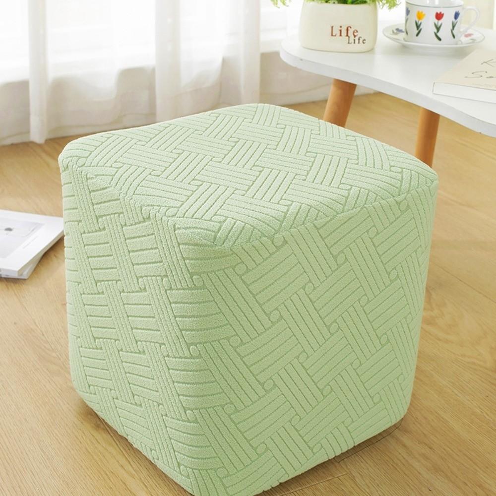 Elastic Jacquard Ottoman Cover Solid Color Footrest Slipcover New Footstool Case  Home Decor