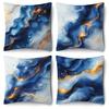 Home Decor Blue And Gold Marbled Abstract Pillow Covers Pattern Cushion Cover Suitable For Sofa Bedroom Car Pillow Cover