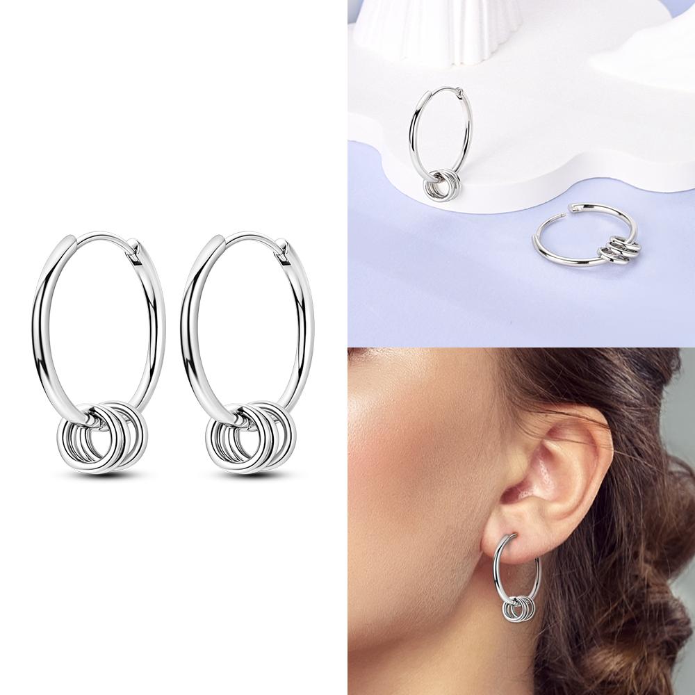 Hoop Earrings 925 Silver Certified Red Bow Heart Zircon Stud Earrings Lady's Anniversary Gift Luxury Jewelry